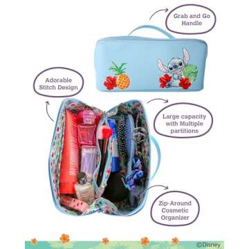 Disney Stitch Makeup Bag Official License, Travel Cosmetic Bag, Makeup Bag for Travel, Accessories