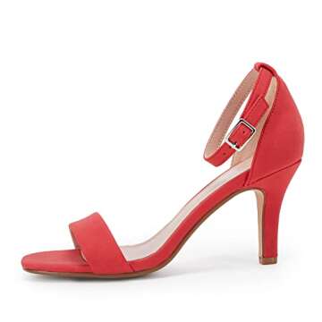 Ermonn Womens Red Ankle Strap Kitten Heels Open Toe Stilettos Classic Heeled Sandals Fashion Wedding Pump Shoes Size 8