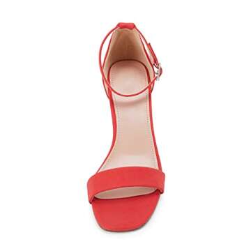 Ermonn Womens Red Ankle Strap Kitten Heels Open Toe Stilettos Classic Heeled Sandals Fashion Wedding Pump Shoes Size 8