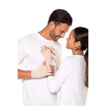 Coolibar UPF 50+ Men's Women's Ouray UV Fingerless Sun Gloves - Sun Protective (Medium- Beige)