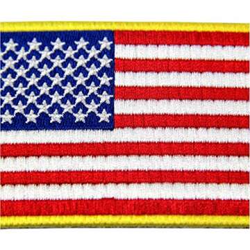 EmbTao American Flag Embroidered Patch Gold Border USA United States of America Military Uniform Iro...