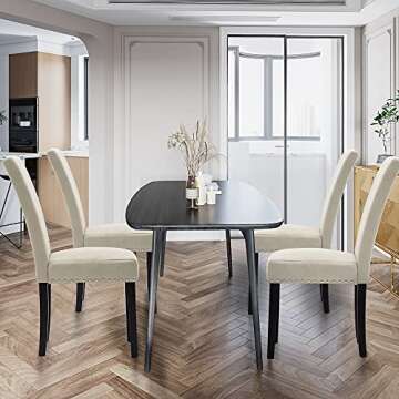 LSSPAID Dining Chairs Set of 4, Fabric Upholstered Dining Room Parson Chair with Nailhead Trim and S...