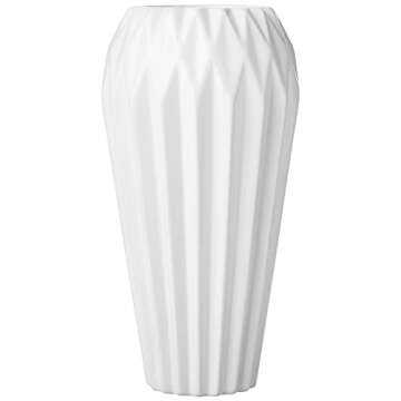 Amazon Brand – Rivet Modern Angled Stoneware Home Decor Flower Vase - 12 Inch, White