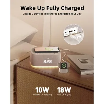 EZVALO Alarm Clock with Wireless Charging,Multifunctional Alarm Clock with Bluetooth Speaker,Dimmable LED Display with 9V&2A Fast Charging Port,Clock Radios for Bedroom,Aesthetic Bedside Alarm Clock