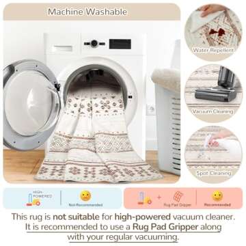 BESTSWEETIE 8x10 Area Rugs for Living Room Washable Moroccan Farmhouse Neutral Geometric Low Pile Non-Slip Soft Print Pattern Rug for Bedroom Kitchen Dining Room Entryway Cream/Brown/Pink