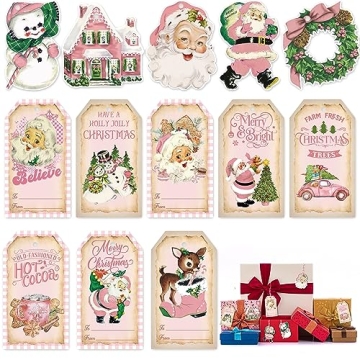 Vintage Christmas Gift Tags 137PCS with Hemp Rope