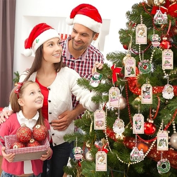 Vintage Christmas Gift Tags 137PCS with Hemp Rope