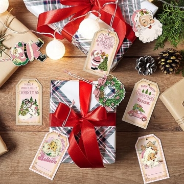 Vintage Christmas Gift Tags 137PCS with Hemp Rope