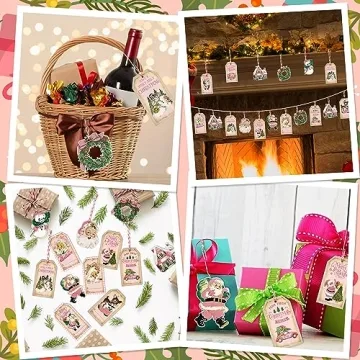 Vintage Christmas Gift Tags 137PCS with Hemp Rope