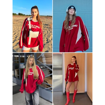 Aelfric Eden Oversized Crewneck Sweatshirt Red Vintage Style