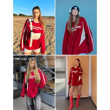 Aelfric Eden Oversized Crewneck Sweatshirt Red Vintage Style