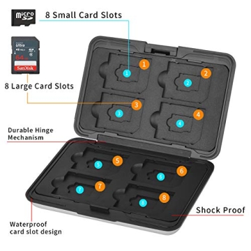 Durable Aluminum Memory Card Storage Case - 8 Slots