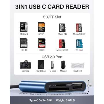 Hicober USB C to SD Card Reader, Micro SD Memory Card Reader, Type C to SD Card Reader Adapter 2TB C...