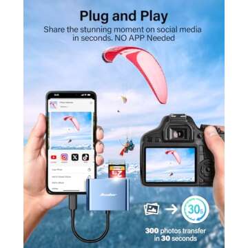 Hicober USB C to SD Card Reader, Micro SD Memory Card Reader, Type C to SD Card Reader Adapter 2TB Capacity for MacBook Camera Android Windows Linux and Other Type C Device-Blue