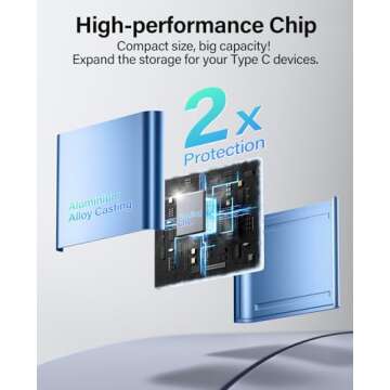 Hicober USB C to SD Card Reader, Micro SD Memory Card Reader, Type C to SD Card Reader Adapter 2TB Capacity for MacBook Camera Android Windows Linux and Other Type C Device-Blue