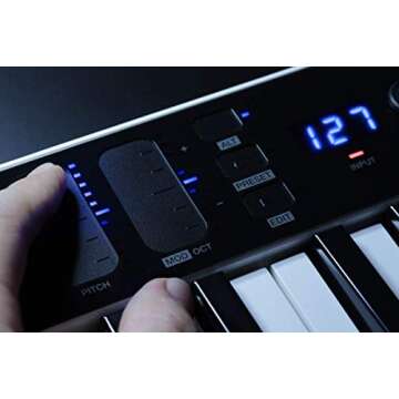IK Multimedia iRig Keys I/O 49 portable keyboard MIDI controller 24-bit/ 96Khz audio interface full-size synth velocity-sensitive, 48V phantom power, XLR mic preamp, iPhone, iPad, Android, Mac, PC