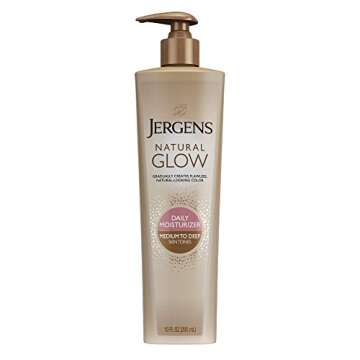 Jergens Natural Glow 3-Day Self Tanner for Medium to Deep Skin Tone, Sunless Tanning Moisturizer & N...