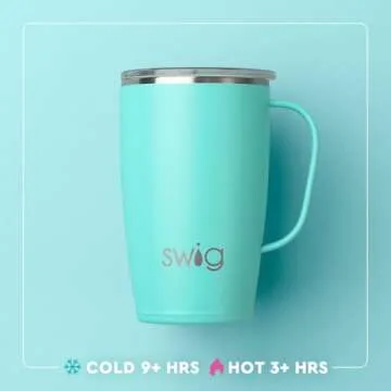 Swig Life 18oz Travel Mug, Insulated Tumbler with Handle and Lid, Travel Coffee Mug, Cup Holder Friendly Travel Mug, Stainless Steel 18 oz Tumbler, Reusable Insulated Tumbler with Lid (Blush)