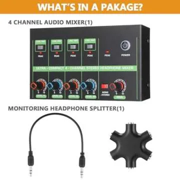 Tellegloww Podcast Equipment Bundle for 4, Complete Studio Kit Includes 4 Dynamic Microphones, 4 Adjustable Stands, 4-Channel Audio Mixer, 4 Monitoring Headphones with Splitter, Recording, Streaming