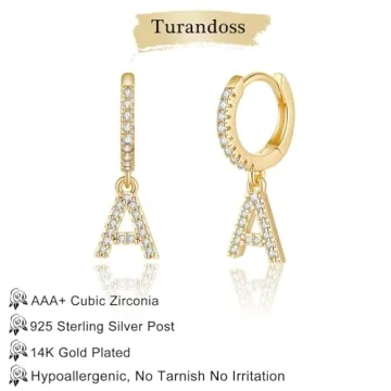 TURANDOSS Valentines Day Gifts for Girls - Earrings for Girls, Gifts for Girls Letter A Initial Earrings for Girls Hypoallergenic Earrings for Girl Teen Jewelry Gifts