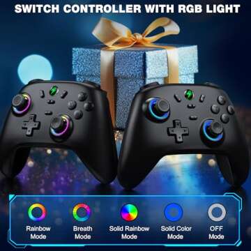 Svetaecho LED Light Up Controller for Nintendo Switch Pro/Lite/OLED/Android/iOS/Windows PC