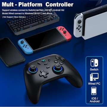 Svetaecho LED Light Up Controller for Nintendo Switch Pro/Lite/OLED/Android/iOS/Windows PC