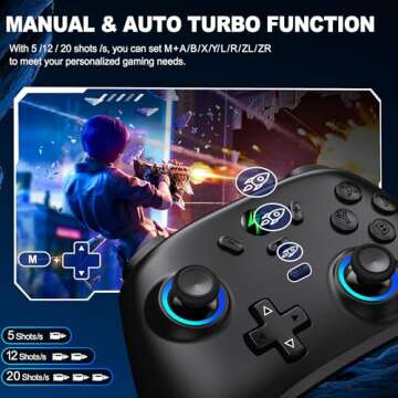 Svetaecho LED Light Up Controller for Nintendo Switch Pro/Lite/OLED/Android/iOS/Windows PC