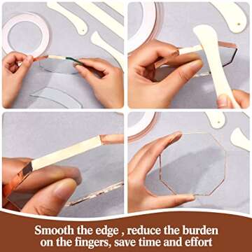Stained Glass Tools 4 Pieces FID Stained Glass Plastic Burnisher Flat Foil Holder Supplies for Work DIY Handicrafts