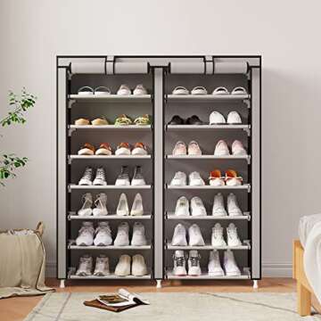 MOYIPIN Shoe Rack Storage Organizer - Double Row, Portable & Stylish