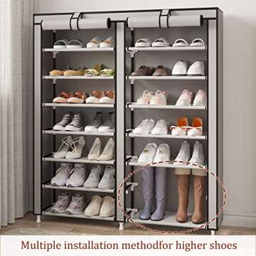 MOYIPIN Shoe Rack Organizer - 28 Pairs, Easy Install, Grey