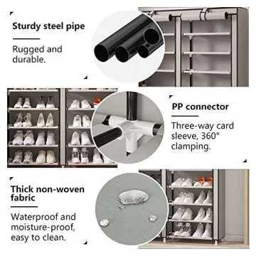 MOYIPIN Shoe Rack Organizer - 28 Pairs, Easy Install, Grey