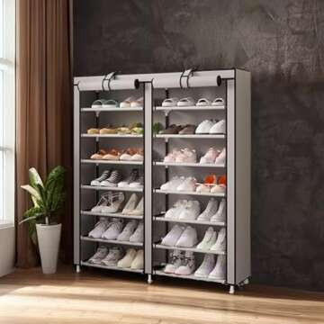 MOYIPIN Shoe Rack Organizer - 28 Pairs, Easy Install, Grey
