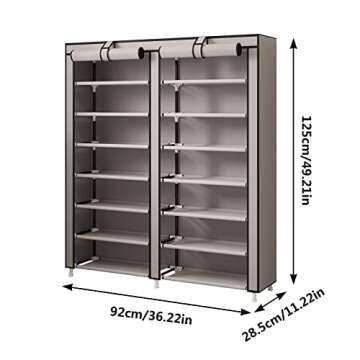 MOYIPIN Shoe Rack Organizer - 28 Pairs, Easy Install, Grey