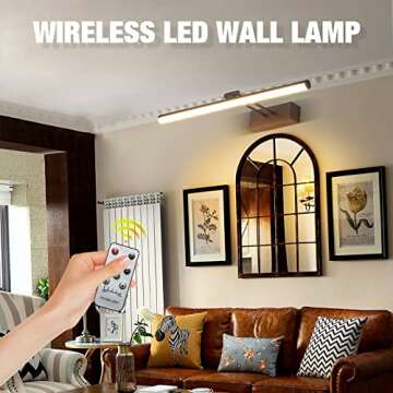 HOWMZON Wireless Picture Light, 5200mAh Battery Picture Light with Remote, Rechargeable Display Light,16" Metal Art Light for Wall Art Paintings,Gallery, Portrait (Bronze)