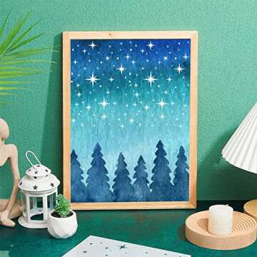4 Pack Star Stencil 4 Sizes Star Shaped Painting Template Reusable Plastic Twinkle Starburst Painting Stencils for Wall Wood Canvas Fabric, Use for Flag Day Home Decor DIY Crafts(Stars)
