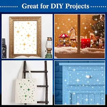 4 Pack Star Stencil 4 Sizes Star Shaped Painting Template Reusable Plastic Twinkle Starburst Painting Stencils for Wall Wood Canvas Fabric, Use for Flag Day Home Decor DIY Crafts(Stars)