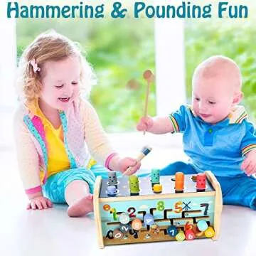 KIDWILL Wooden Hammering Pounding Toy for 12+ Months Kids, Montessori Toys for 1+ Year Old Babies, E...