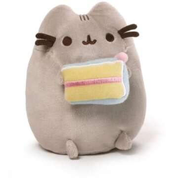 Gund Pusheen and Stormy Birthday Set Plush, Collectible Stuffed Animals for Ages 8 and Up, Gray, 6.5”