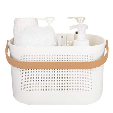 UUJOLY Yellow Plastic Storage Basket - Durable Shower & Kitchen Organizer
