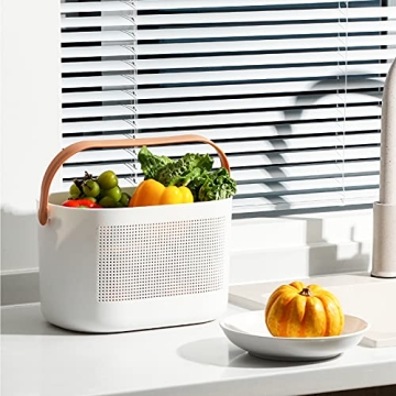 UUJOLY Yellow Plastic Storage Basket - Durable Shower & Kitchen Organizer