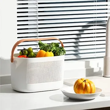 UUJOLY Yellow Plastic Storage Basket - Durable Shower & Kitchen Organizer