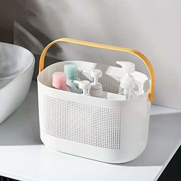 UUJOLY Yellow Plastic Storage Basket - Durable Shower & Kitchen Organizer