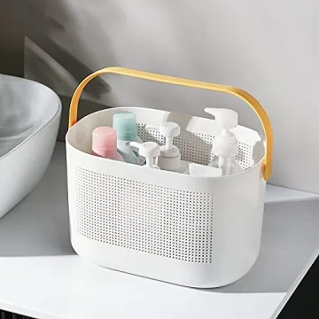UUJOLY Yellow Plastic Storage Basket - Durable Shower & Kitchen Organizer