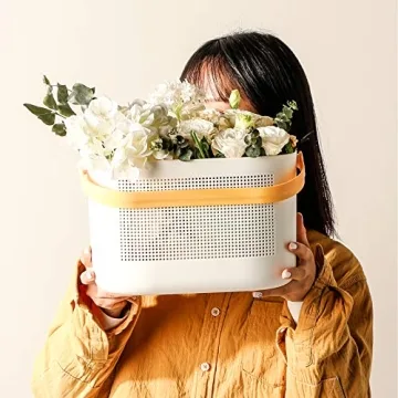 UUJOLY Yellow Plastic Storage Basket - Durable Shower & Kitchen Organizer