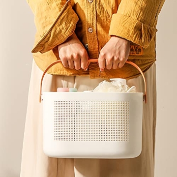 UUJOLY Yellow Plastic Storage Basket - Durable Shower & Kitchen Organizer