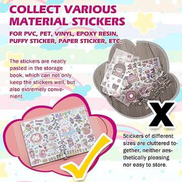 SUNEZLGO Reusable Sticker Album with 100 Sheets, Collecting Book with Pockets, A5