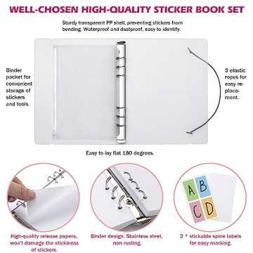 SUNEZLGO Reusable Sticker Album with 100 Sheets, Collecting Book with Pockets, A5