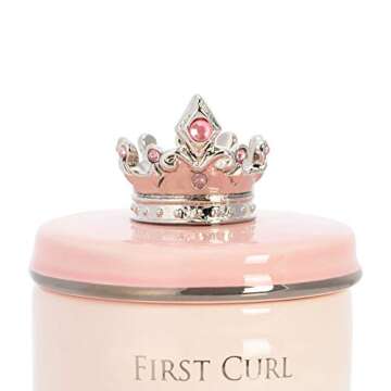 DEMDACO First Tooth and Curl Pink Ceramic Stoneware Children's Stackable Keepsake Box, 1 Count (Pack...