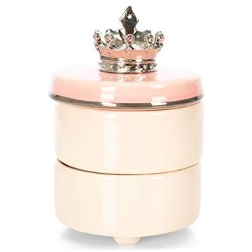 DEMDACO First Tooth and Curl Pink Ceramic Stoneware Children's Stackable Keepsake Box, 1 Count (Pack of 1)