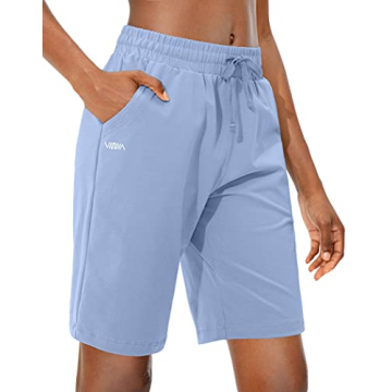 Viodia Women's Bermuda 10" Long Shorts - Comfortable Cotton Lounge Shorts